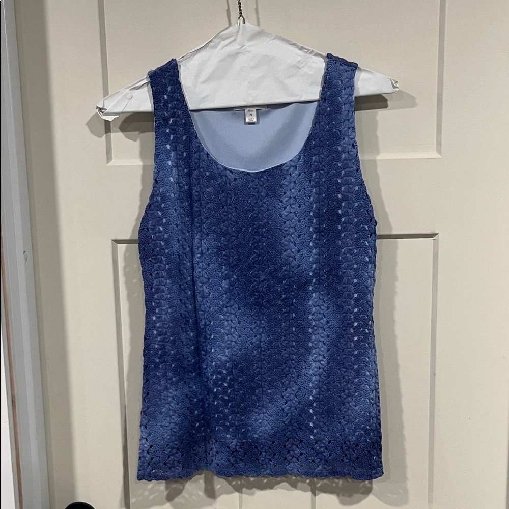Dress Barn Deep Blue Lace Tank Top